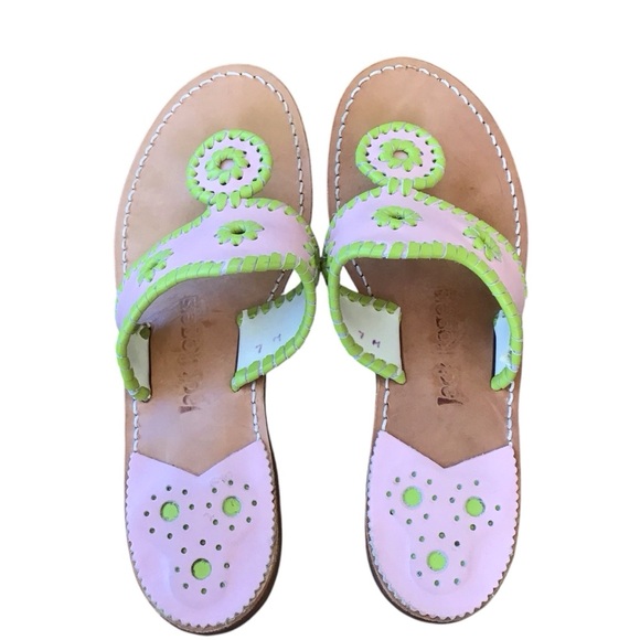 Jack Roger’s Pink Green Leather Sandals - Picture 6 of 13